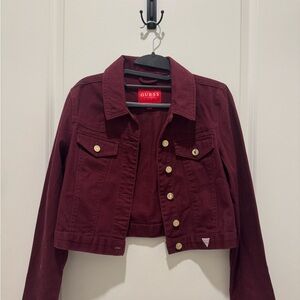 GUESS Women's Dark Red Jean Jacket